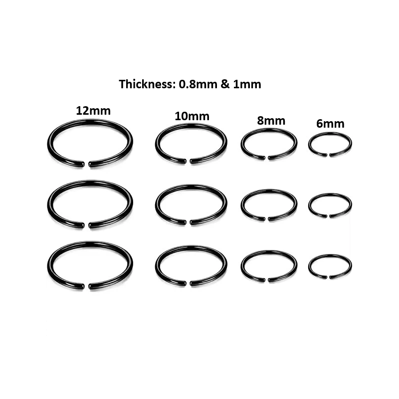 Nose Rings Set, 6pcs Stainless Steel Body Piercing Jewelry